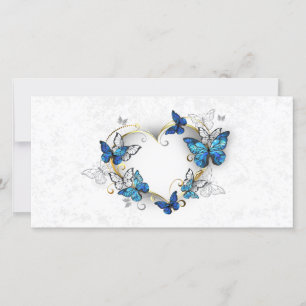 Save The Date Coeur bijoux avec papillons Morpho