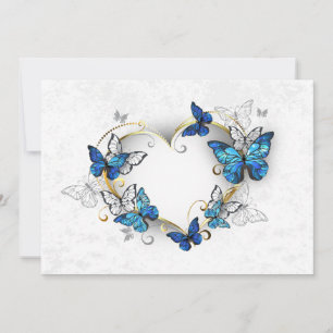 Save The Date Coeur bijoux avec papillons Morpho
