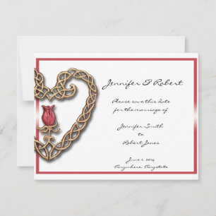 Save The Date Coeur celtique avec une rose rouge Économisez la d
