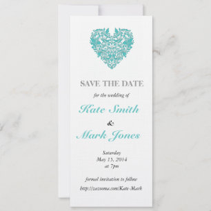 Save The Date Coeur Damas bleu et blanc de HeartParty