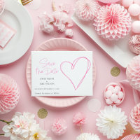 Coeur d'amour rose sauver la date
