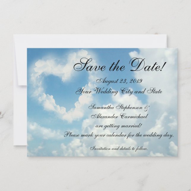 Save The Date Cœur dans les Nuages Date de Sauvegarde (Devant)