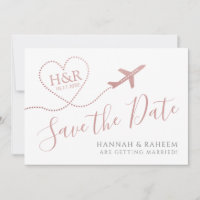 Coeur d'avion rose mignon Destination Mariage