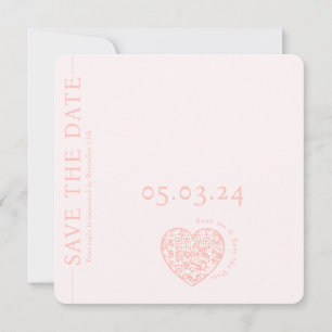 Save The Date Coeur de code QR rose moderne Mariage Enregistrer 