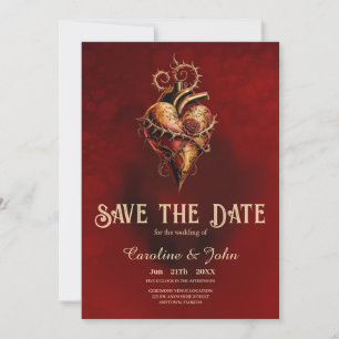 Save The Date Coeur de passion romance et amour.