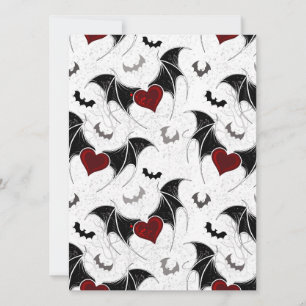 Save The Date Coeur d'Halloween avec ailes de chauve-souris noir