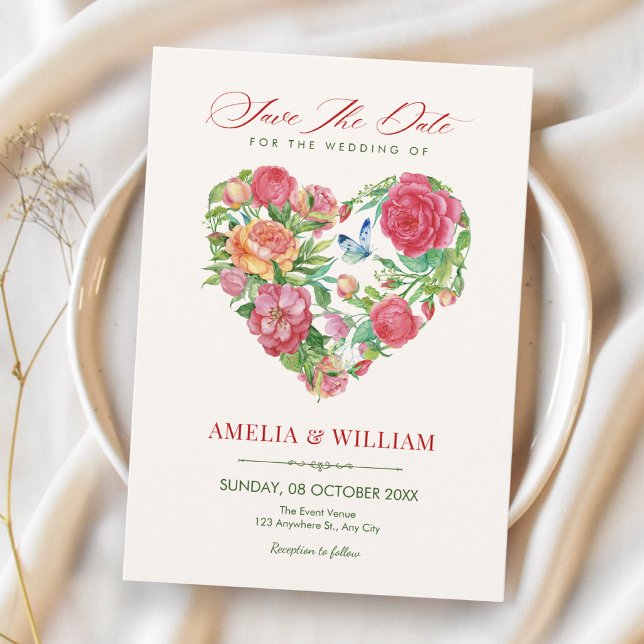 Save The Date cœur floral  (Créateur téléchargé)