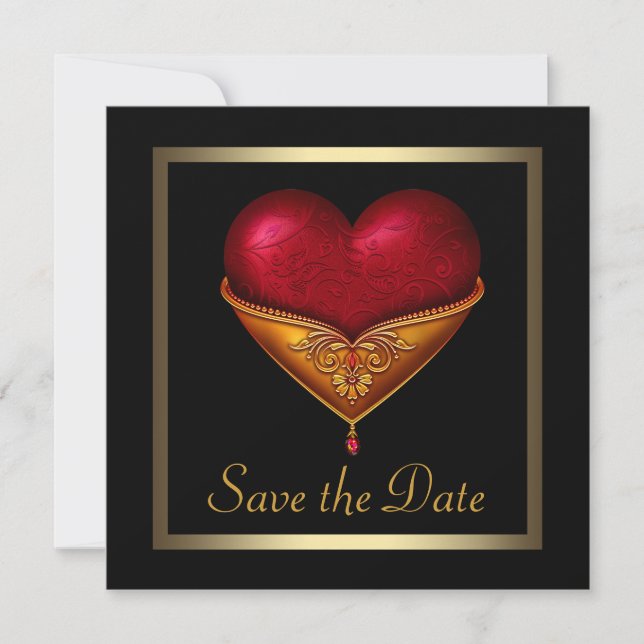 Save The Date Coeur Gothique Noir Mariage Enregistrer La Date (Devant)