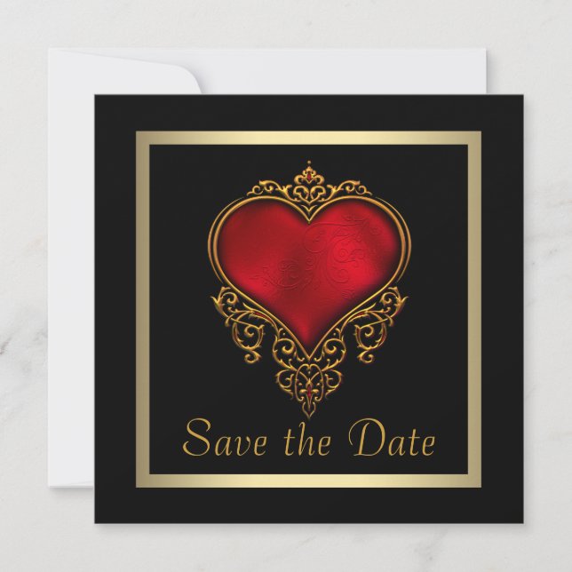 Save The Date Cœur gothique Or Mariage gothique Gorthic Enregist (Devant)