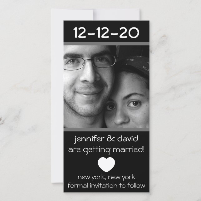 Save The Date Coeur Moderne Enregistrer Les Dates (Gris) (Devant)