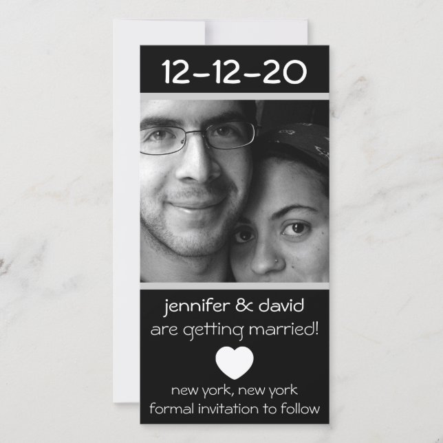 Save The Date Coeur Moderne Sauvez Les Dates (Argent) (Devant)