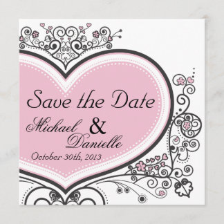 Save The Date Coeur rose