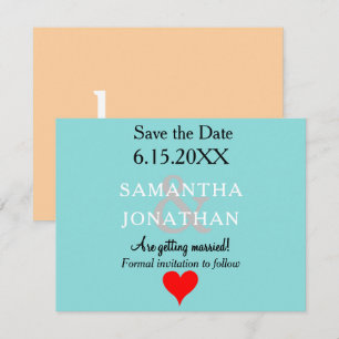 Save The Date Cœur Rouge Mariage sur la Plage de Sable Bleu Mous