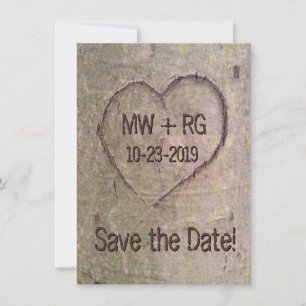 Save The Date Coeur sculpté dans l'arbre, enregistrer la date