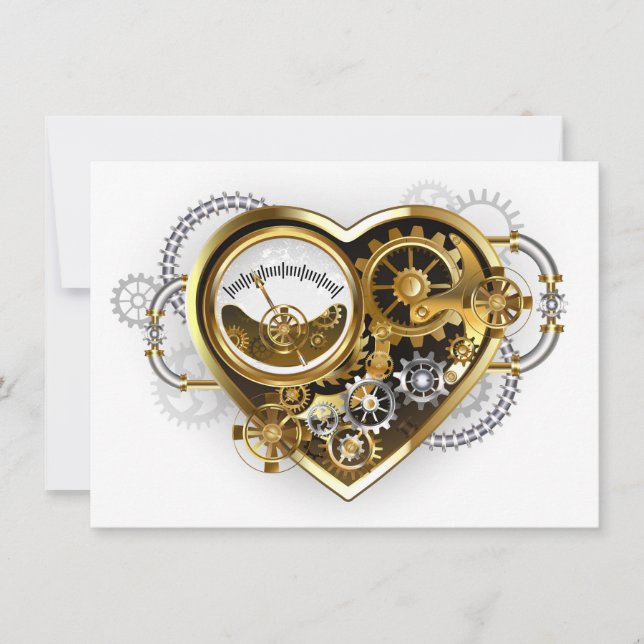 Save The Date Coeur vapeur avec un manomètre (Devant)