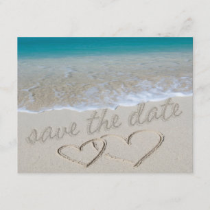 Save The Date Coeurs dans le sable "Sauvez la date"