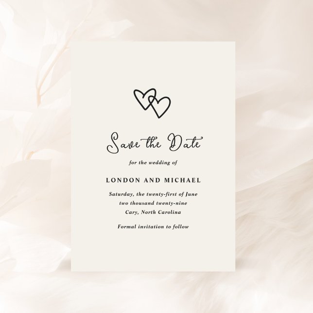 Save The Date Cœurs Dessinés à la Main Gribouillis Mariage Moder (Créateur téléchargé)