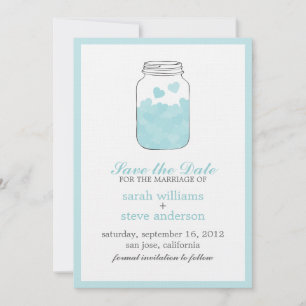 Save The Date Coeurs en Mason Vintage Mariage Jar Enregistrer la