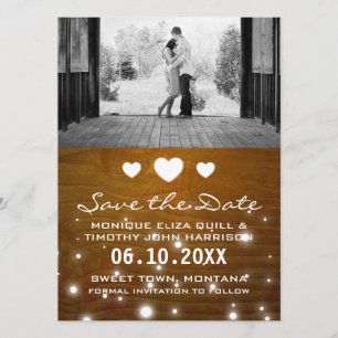Save The Date Coeurs et lumières Mariage rustique Enregistrer le