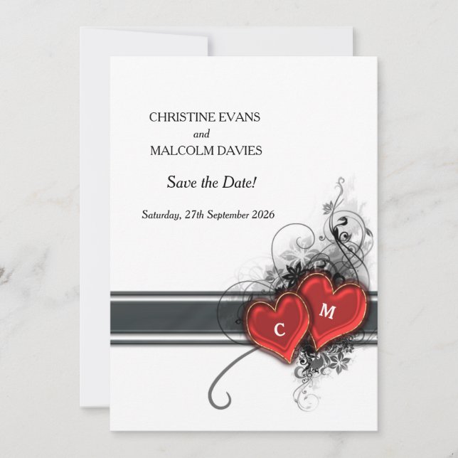 Save The Date Coeurs et rouleaux (Devant)