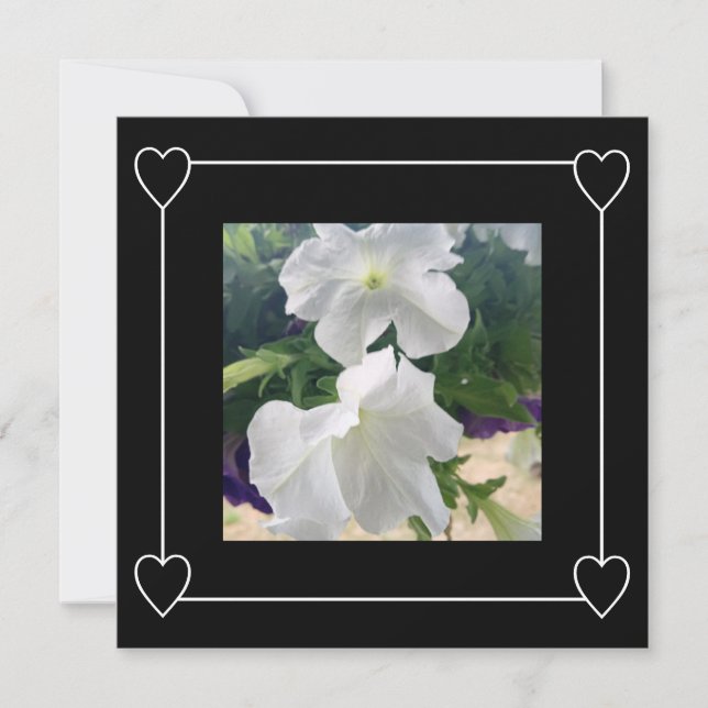 Save The Date Coeurs romantiques Noir moderne Simple Mariage Pho (Devant)