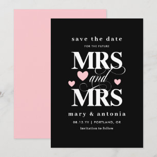 Save The Date Cœurs roses Future Mme et Mme Lesbienne Étape à ma