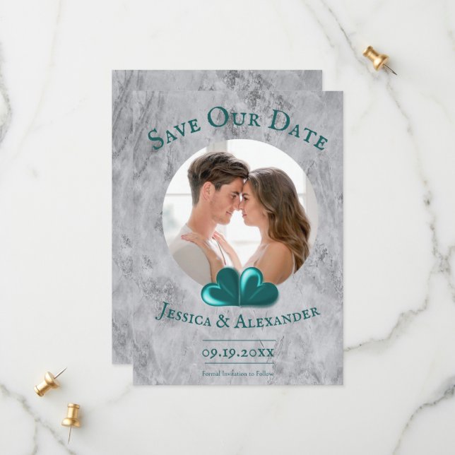 Save The Date Cœurs sarcelles Photo Enregistrer la date (Devant/Arrière en situation)