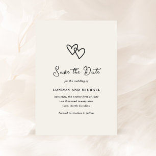 Save The Date Coeurs tirés à la main Doodle Mariage moderne
