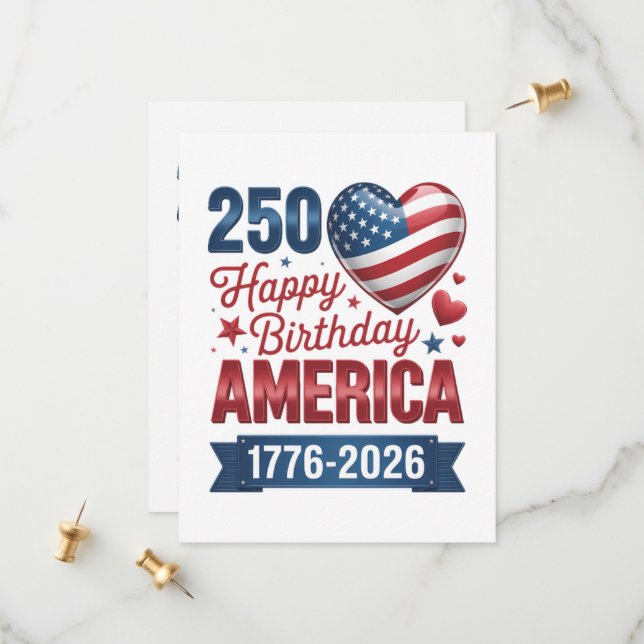 Save The Date Cœurs USA 1776 2026 4 juillet  (Devant/Arrière en situation)