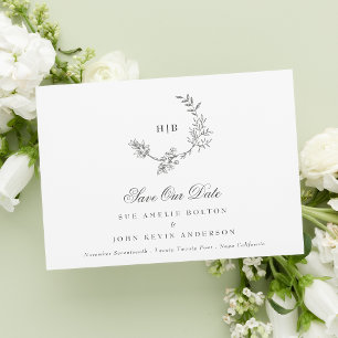 Save The Date Col QR CODE gris classique Mariage de la couronne