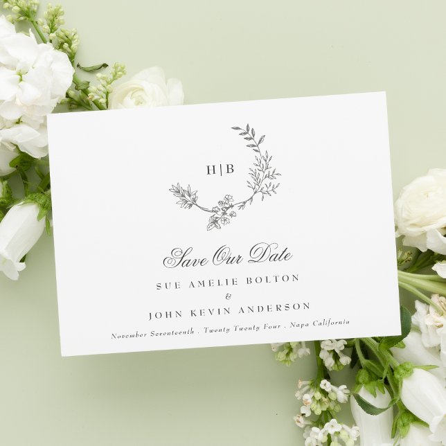 Save The Date Col QR CODE gris classique Mariage de la couronne  (Créateur téléchargé)