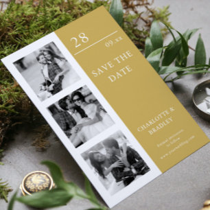 Save The Date Collage de mariage moderne à quatre photos de coul