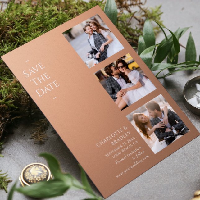 Save The Date Collage de mariage moderne avec quatre photos d'ab (Créateur téléchargé)