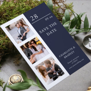 Save The Date Collage de mariage moderne avec quatre photos pour