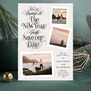 Save The Date collage de photos de calligraphie nouvel an joyeux