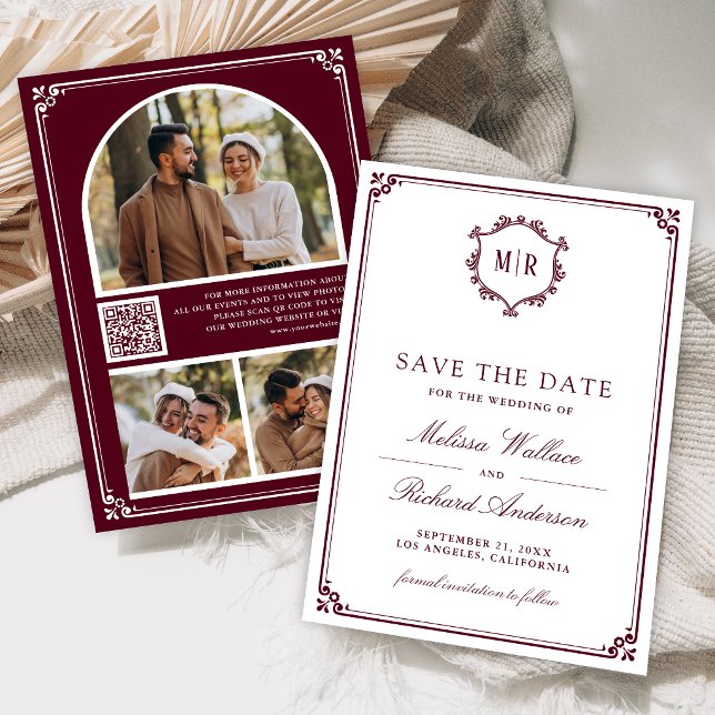 Save The Date Collage de photos de code QR Monogramme Mariage Bo (Créateur téléchargé)