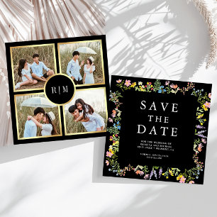 Save The Date Collage de photos de fleurs sauvages rustiques Mar