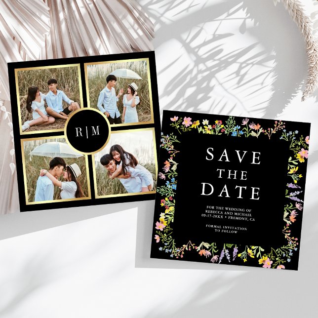 Save The Date Collage de photos de fleurs sauvages rustiques Mar (Créateur téléchargé)
