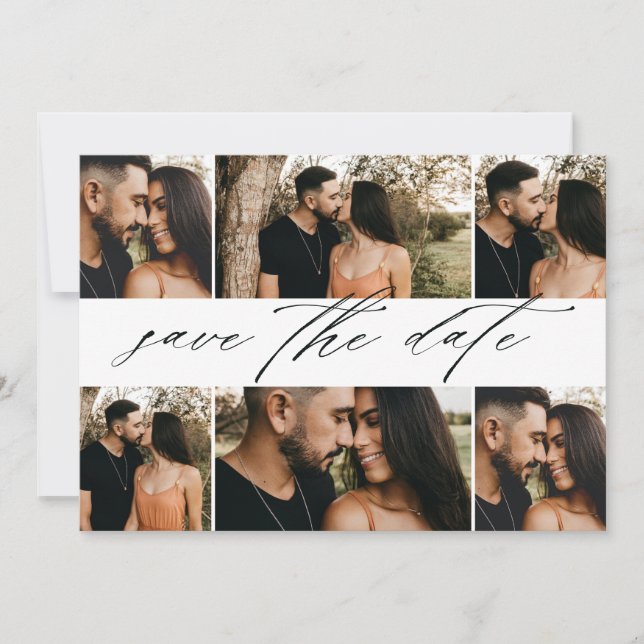 Save The Date Collage de photos de mariage en écriture élégante (Devant)