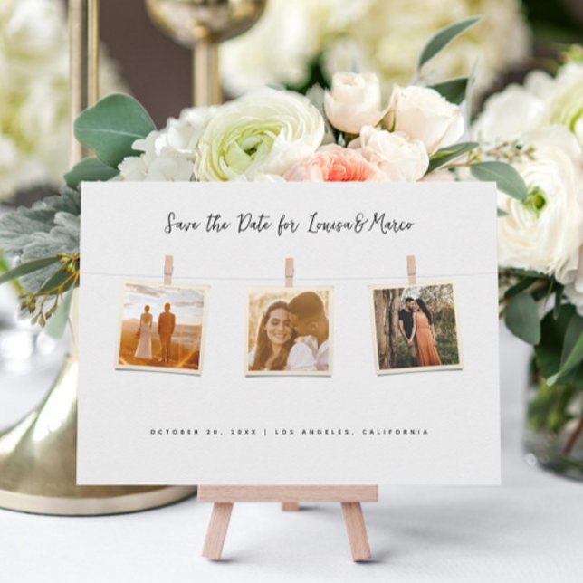 Save The Date collage de photos sur fil à linge (Créateur téléchargé)