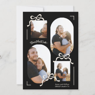 Save The Date collage moderne 4 photo multi-photos arcs noirs