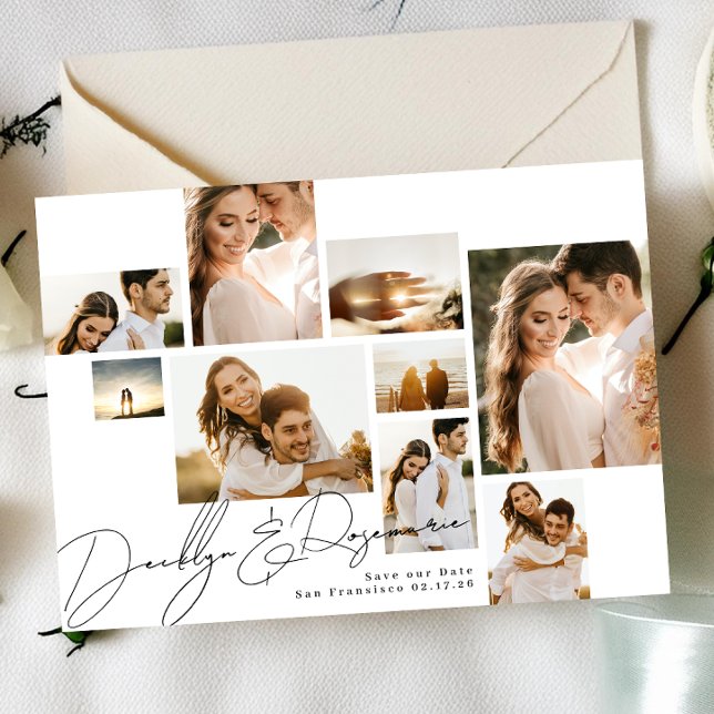Save The Date Collage moderne personnalisable Qr Code Multi Phot (Créateur téléchargé)