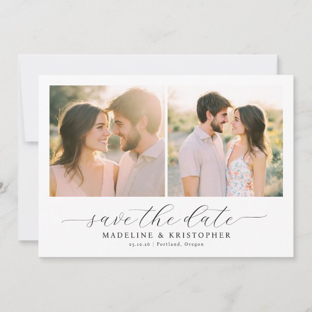 Save The Date Collage photo beige chaud romantique (Devant)