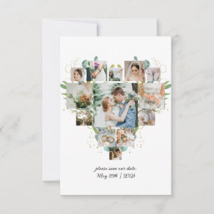Save The Date Collage Photo Coeur Mariage Couple Enregistrer La