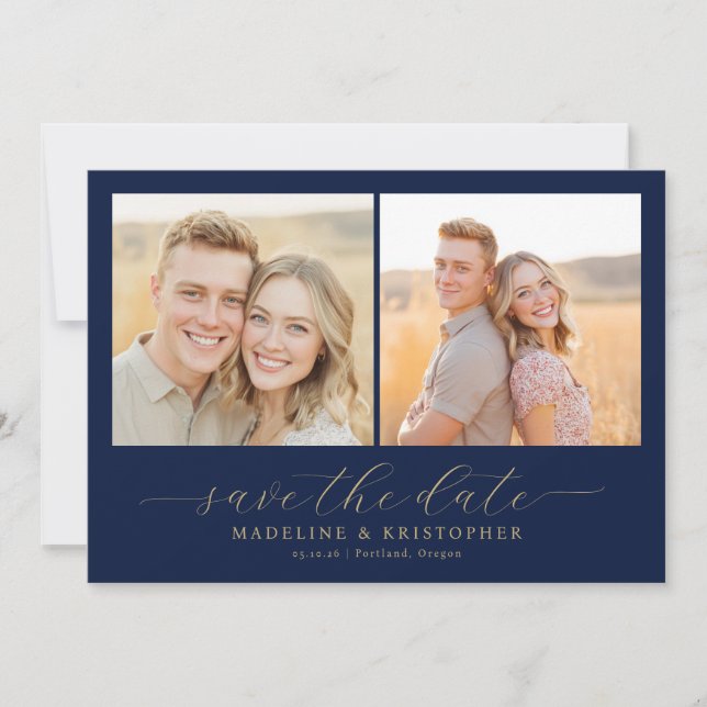 Save The Date Collage photo contemporain de la marine joyeuse (Devant)