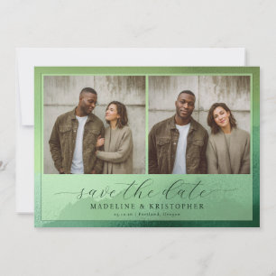 Save The Date Collage photo de couleur vert olive rustique