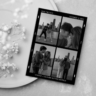 Save The Date Collage photo de film noir et blanc minimaliste