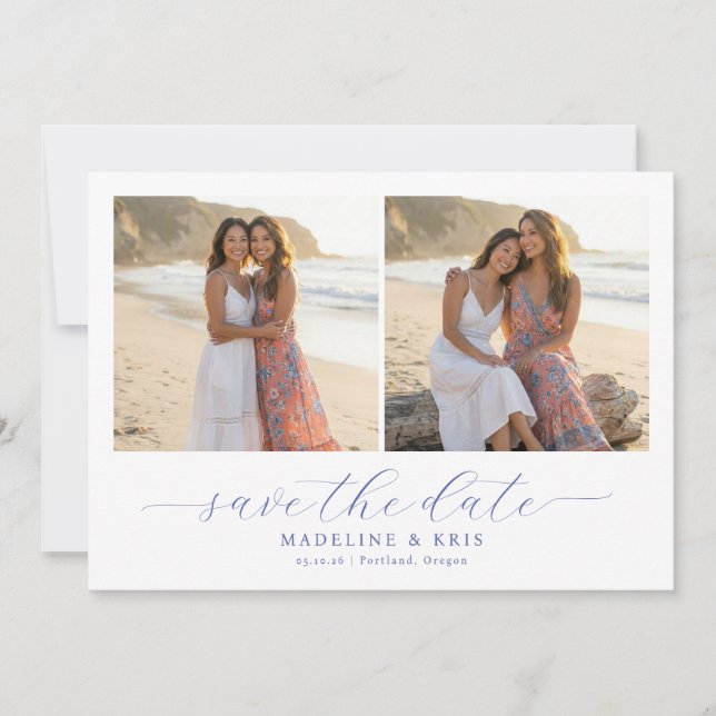 Save The Date Collage photo de plage beige romantique (Devant)