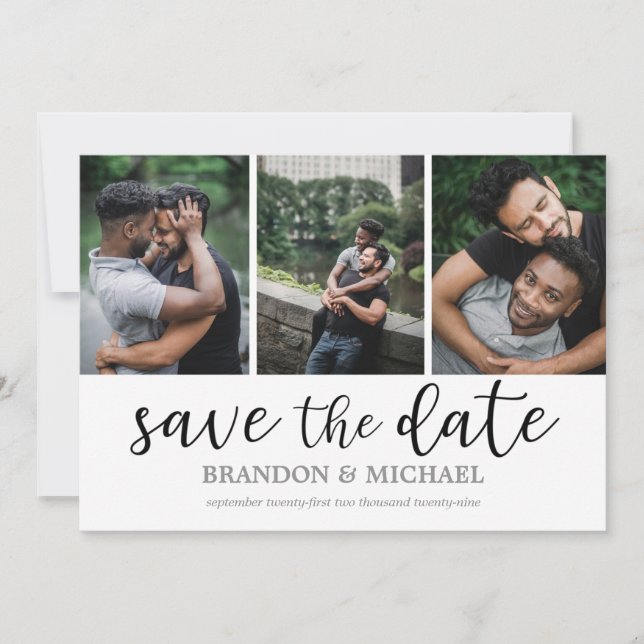 Save The Date Collage photo de script moderne LGBTQ (Devant)