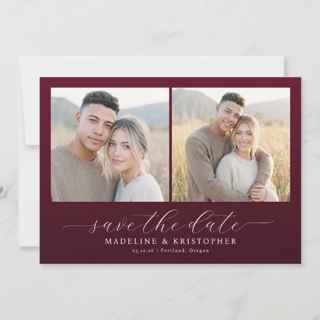 Save The Date Collage photo élégant marron chaud (Devant)